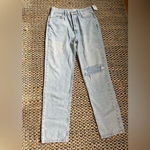 NEW NWT We The Free People Light Blue Distressed Straight Leg Jeans RN 66170 27